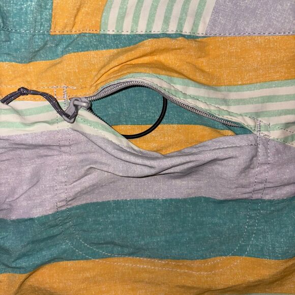 Patagonia Wavefarer Board Shorts Women’s Size 8 Lavender Yellow Green Stripe - Picture 9 of 11